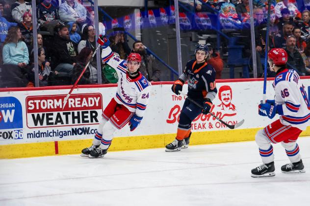 Kitchener Rangers right wing Jack Pridham vs. the Flint Firebirds