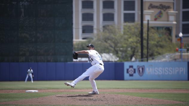 Biloxi Shuckers' Tyler Woessner in action