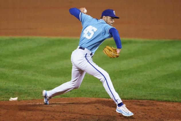 Pitcher Evan Sisk with the Omaha Storm Chasers