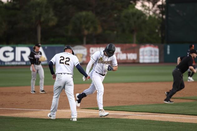 Connor Hujsak of the Charleston RiverDogs rounds the bases