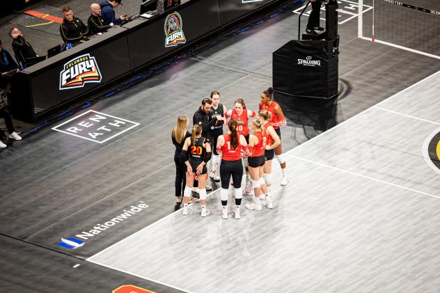 Columbus Fury huddle