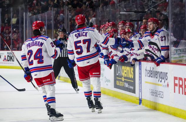 Kitchener Rangers' Jack Pridham and Trent Swick on game night