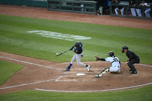 Alexander Vargas of the Somerset Patriots at bat