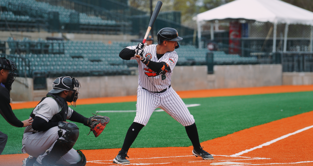 Long Island Ducks infielder Mark Mathias at bat