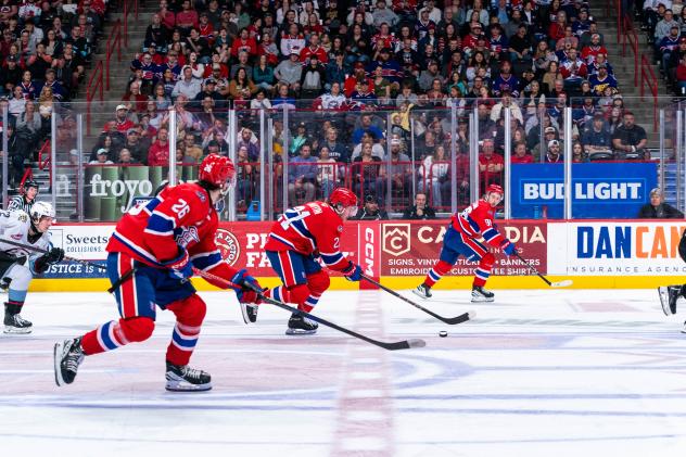 Spokane Chiefs' Chase Harrington and Owen Martin in action