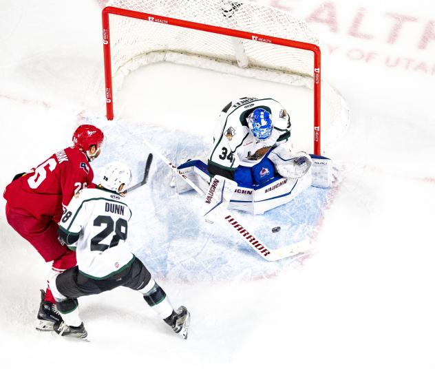 Allen Americans forward Spencer Asuchak eyes the goal