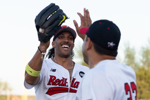 Fargo-Moorhead RedHawks exchange congratulations