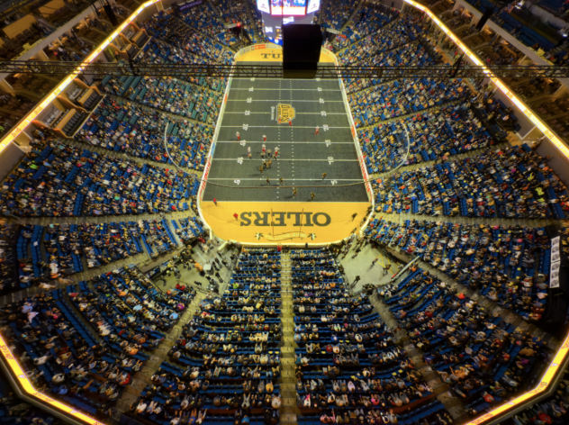 The view from above at a Tulsa Oilers football game