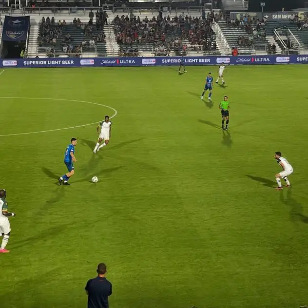 North Carolina FC wtih possession against Oakland Roots SC