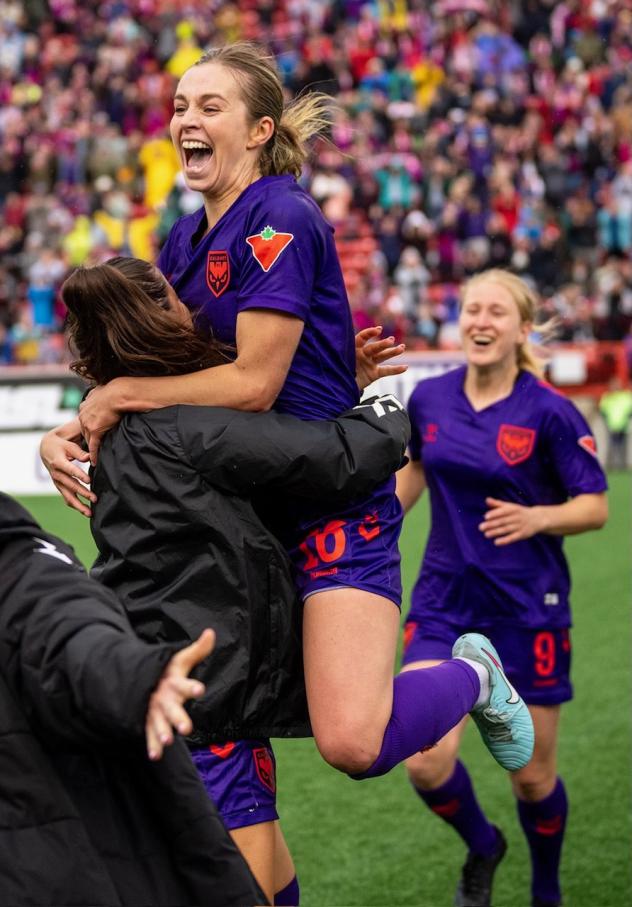 Calgary Wild FC's Jenaya Robertson celebrates her goal