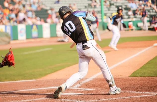Charleston RiverDogs catcher Nathan Flewelling