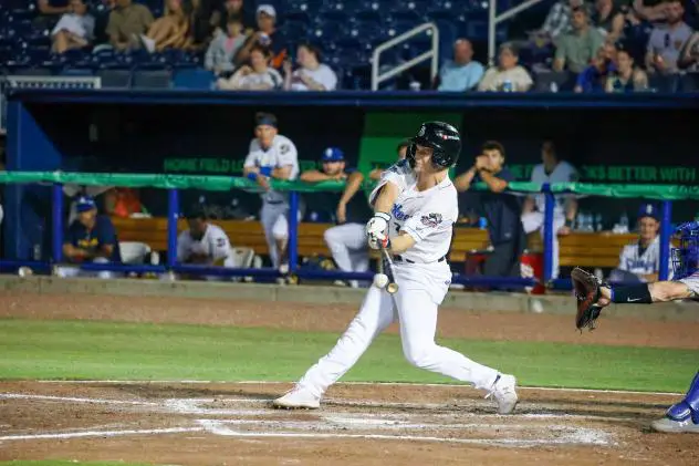 Garrett Spain of the Biloxi Shuckers at bat