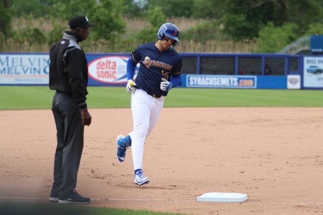 Joey Meneses of the Syracuse Mets rounds the bases