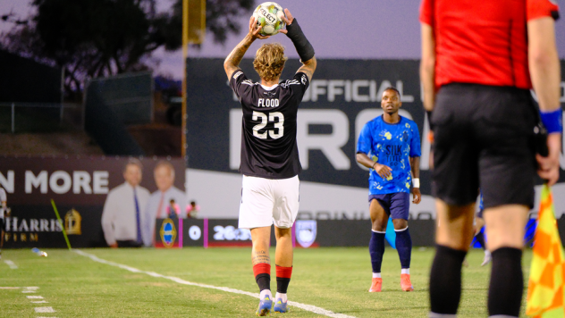 Phoenix Rising defender Ryan Flood on the throw-in