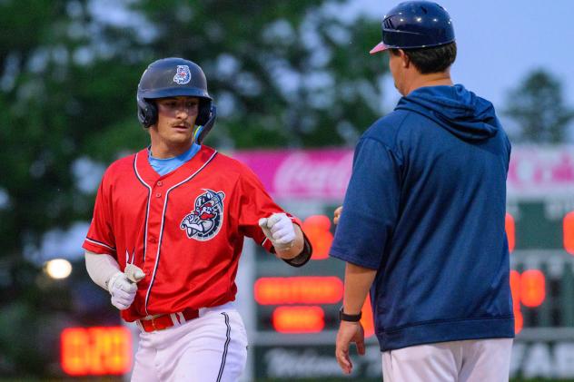 St. Cloud Rox second baseman Grant Sommers and hitting coach Logan Lawrence