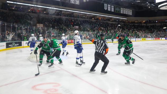 Texas Stars and Abbotsford Canucks on the ice