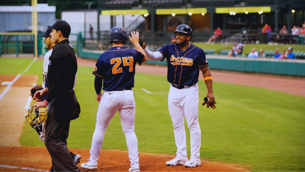 Down East Bird Dawgs exchange high fives