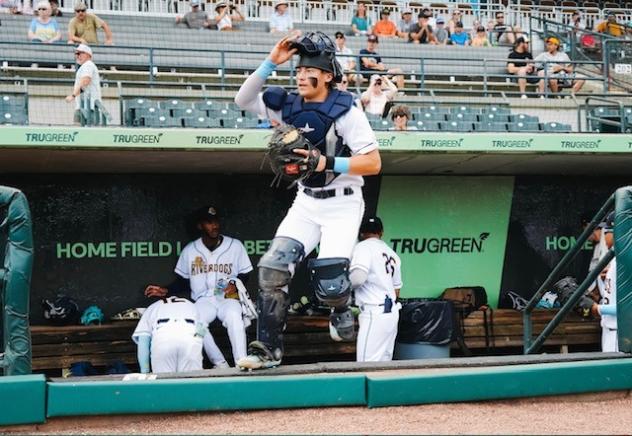 Charleston RiverDogs catcher Nathan Flewelling
