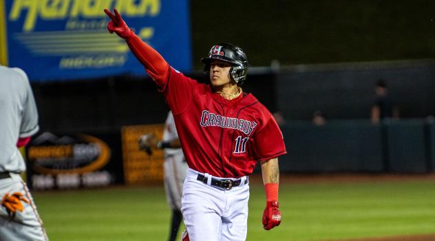 Hickory Crawdads outfielder Marcos Torres