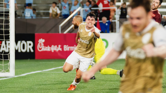 Sebastian Tregarthen of Birmingham Legion FC reacts after his goal