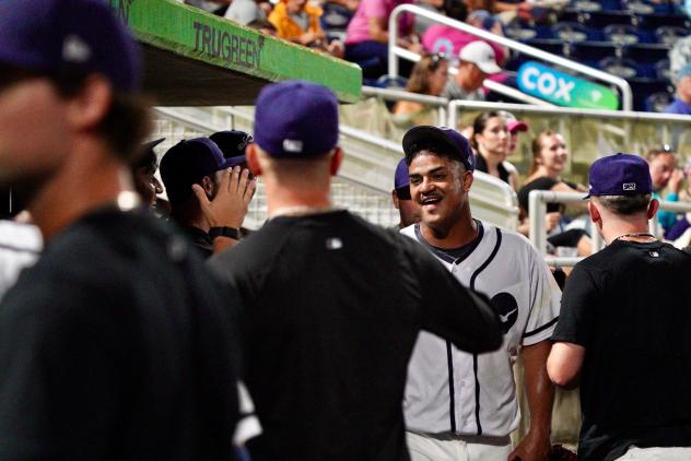 Pensacola Blue Wahoos exchange congratulations