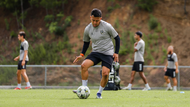 Forward Sebastian Saucedo in training with Birmingham Legion FC