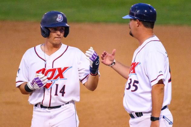 St. Cloud Rox' Tyson Leblanc and team manager Augie Rodriguez on game night