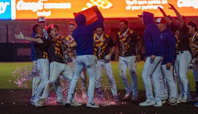 Knoxville Smokies douse Ethan Hearn after a walk-off win