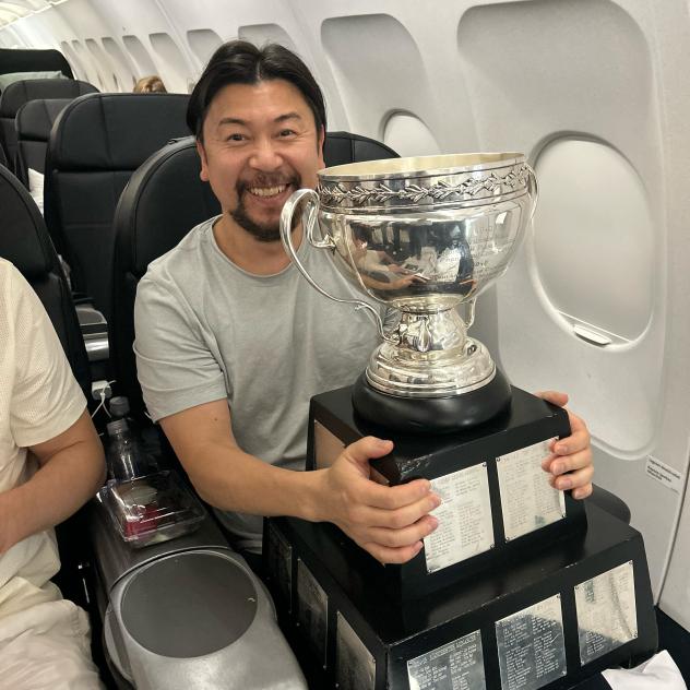 Shingo Sasaki with the Calder Cup