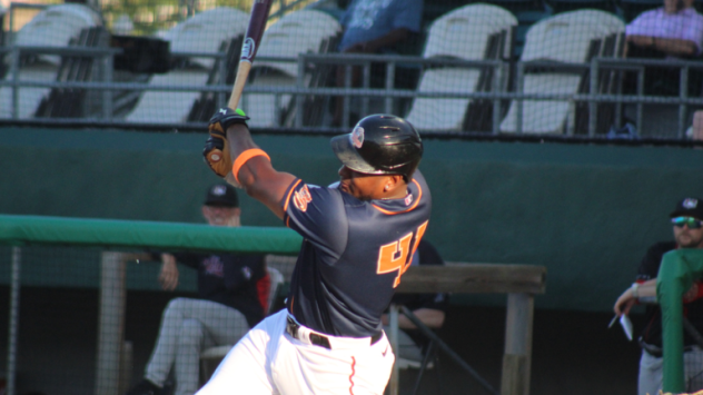 Down East Bird Dawgs first baseman Emmanuel Tapia