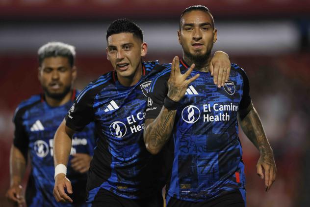 San Jose Earthquakes react after a goal against FC Dallas