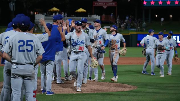 Tulsa Drillers' Damon Keith celebrates win