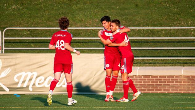 Chicago Fire FC II celebrates a goal