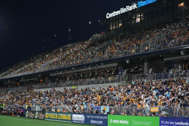 A big crowd watcher Rhode Island FC at Centreville Bank Stadium