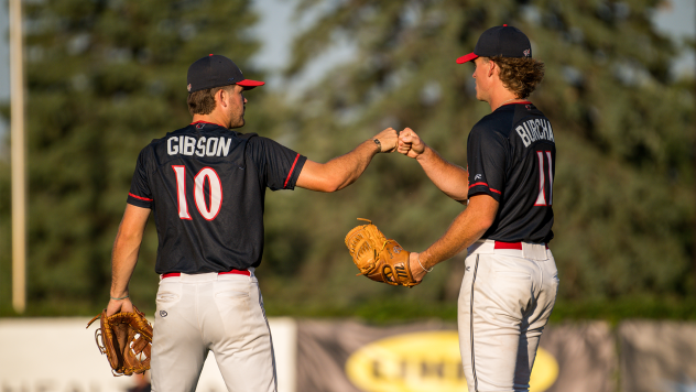 St. Cloud Rox second baseman Ethan Gibson and pitcher Jake Burcham