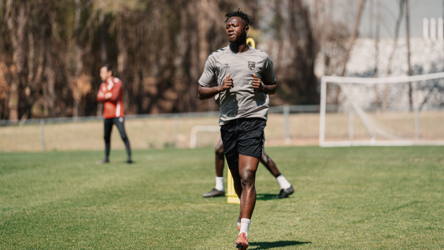 Midfielder Temi Ereku with Birmingham Legion FC
