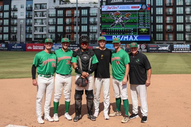 Greensboro Grasshoppers' perfect game ptiching staff and catcher