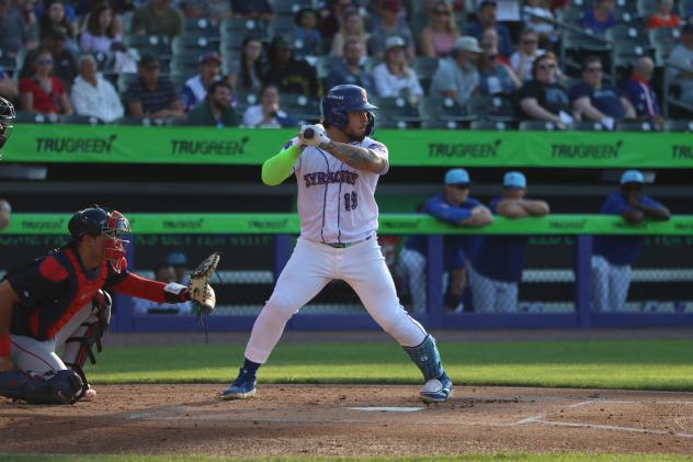 Francisco Alvarez of the Syracuse Mets at bat