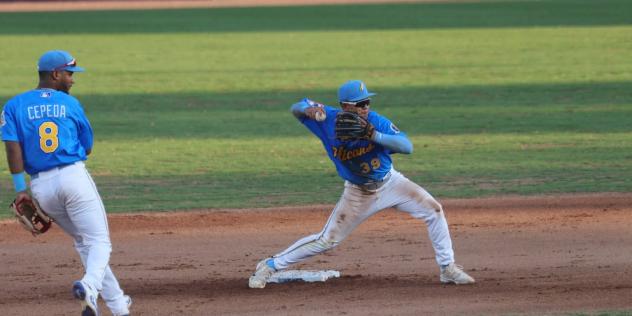 Myrtle Beach Pelicans shortstop Ty Southisene readies a throw