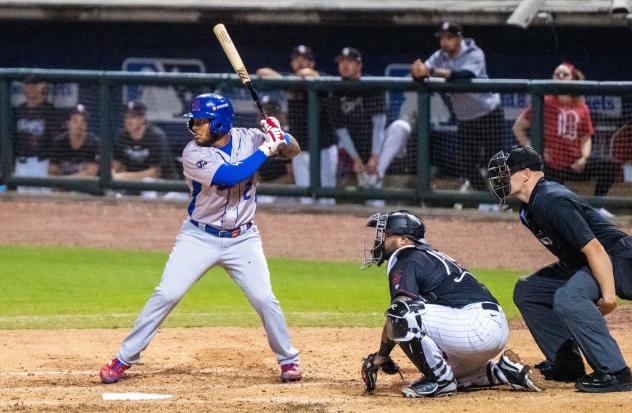 Knoxville Smokies shortstop Pedro Ramirez at bat against the Birmingham Barons