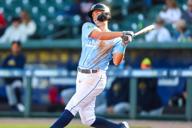 Stone Russell with a big swing for the Columbia Fireflies