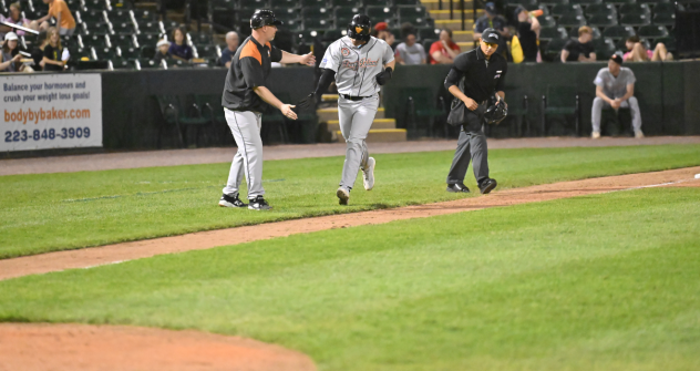 Chris Roller of the Long Island Ducks circles the bases