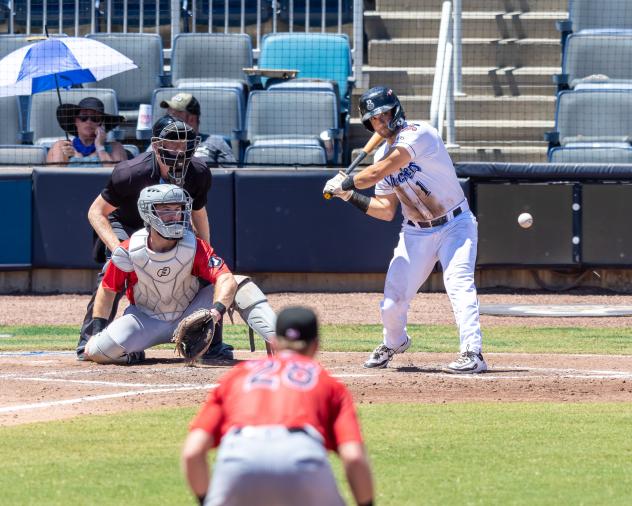 Biloxi Shuckers shortstop Ethan Murray at the plate