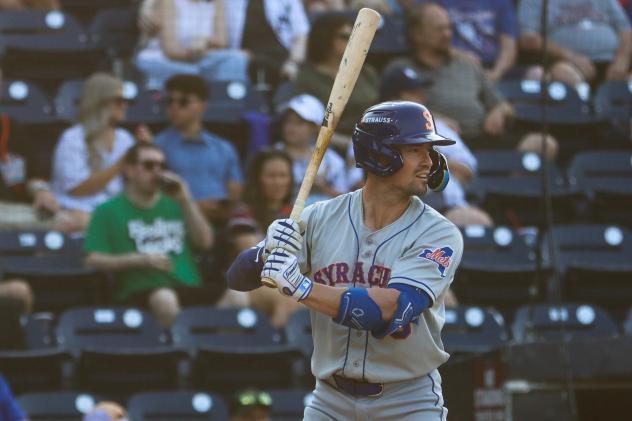 Luke Ritter of the Syracuse Mets awaits a pitch