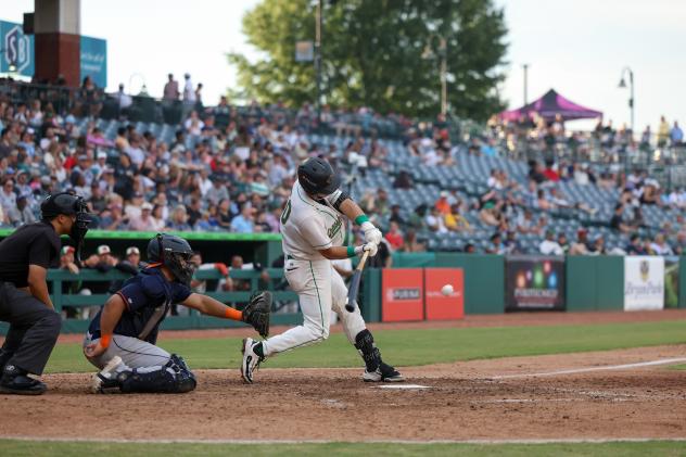 Greensboro Grasshoppers catcher Derek Berg at bat