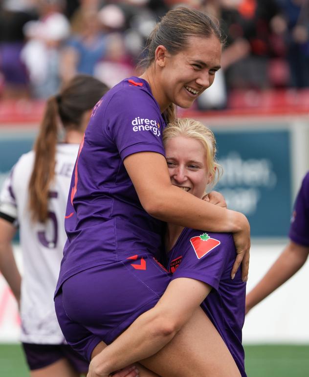 Kathryn Harvey of Calgary Wild FC celebrates a goal