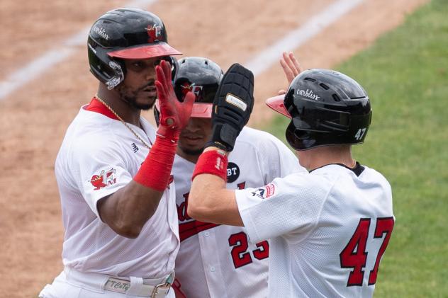 Fargo-Moorhead RedHawks exchange high fives