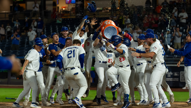 Tulsa Drillers celebrate a walk-off win