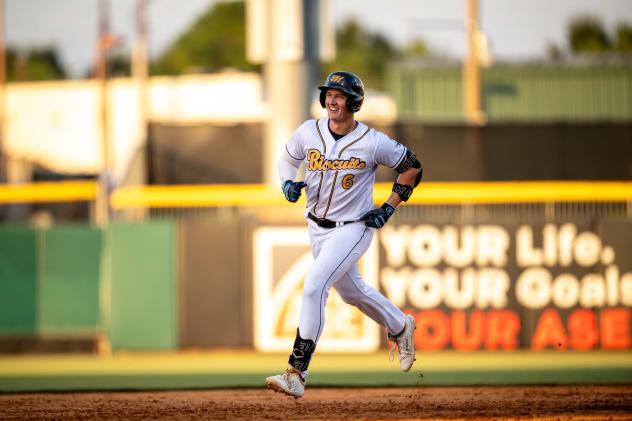Montgomery Biscuits' Will Simpson in action