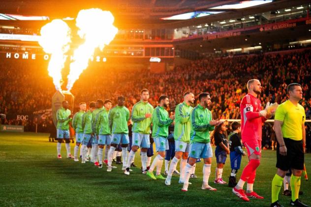 Sounders FC enter the field